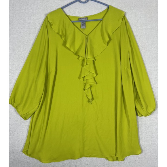 Catherines V-Neck Ruffle Front Blouse Womens 2X - Picture 1 of 12